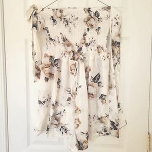 Shein Strapless Floral Romper